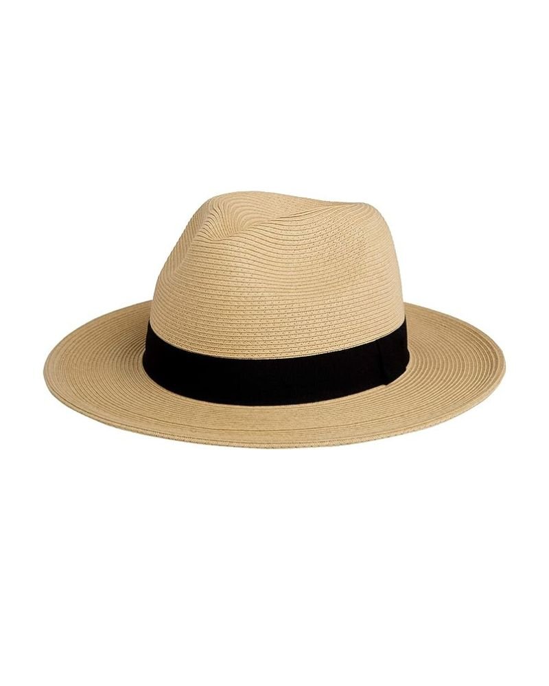 Straw Fedora with black trim